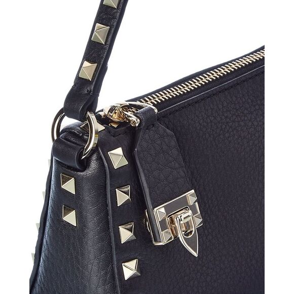 Valentino Rockstud Small Grainy Leather Crossbody, Black - Picture 3 of 5